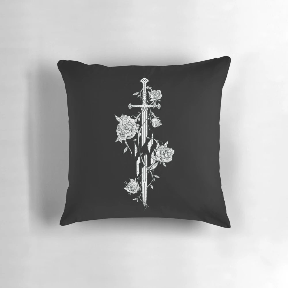 Decorative pillow featuring the broken sword Narsil from J.R.R. Tolkien's Lord of the Rings universe