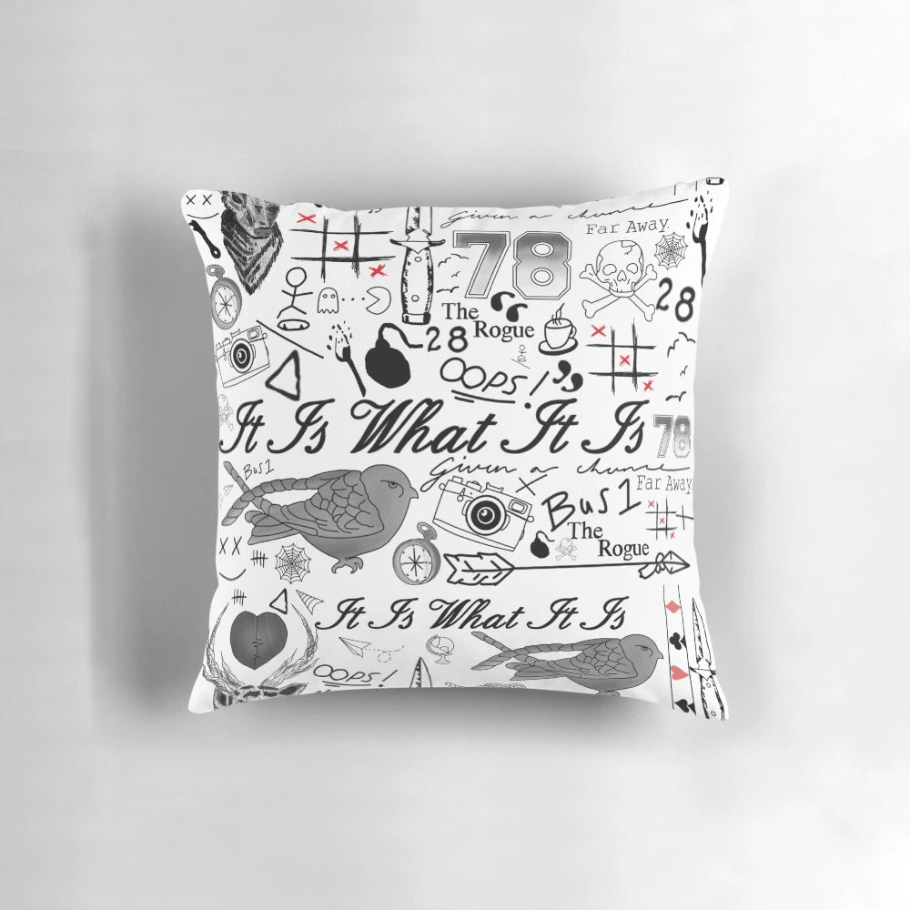 Louis Tomlinson tattoo-inspired pillow design featuring one direction and larry stylinson elements