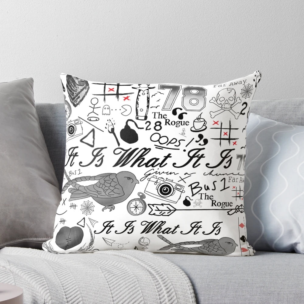 Louis Tomlinson tattoo-inspired pillow design featuring one direction and larry stylinson elements