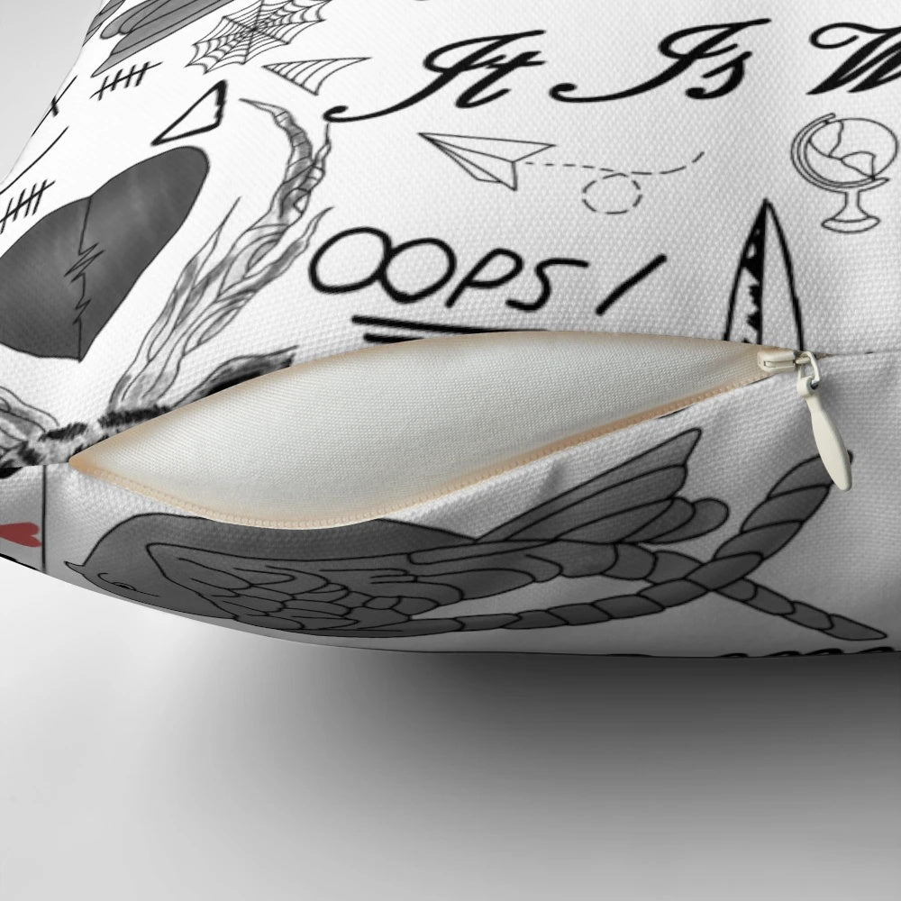Louis Tomlinson tattoo-inspired pillow design featuring one direction and larry stylinson elements