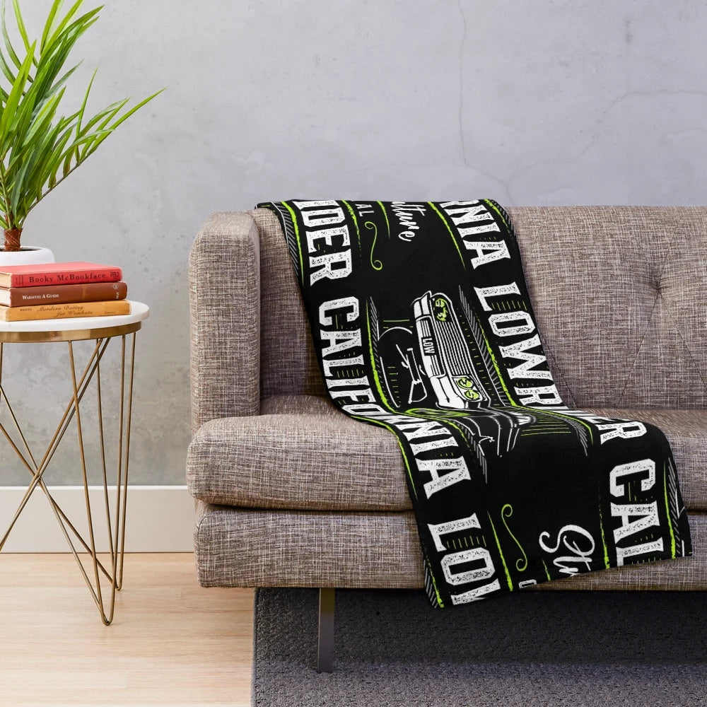 Lowrider-inspired plush blanket with California street culture design