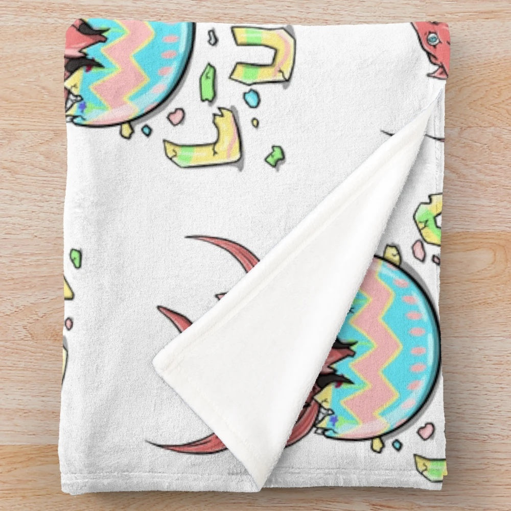 LUDO-inspired baby plush blanket featuring an Easter pterodactyl design