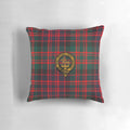 Decorative pillow featuring the iconic MacDonald clan tartan and crest, representing Scottish heritage and pride.