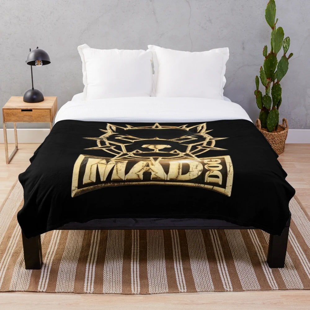 Mad dog-themed plush blanket