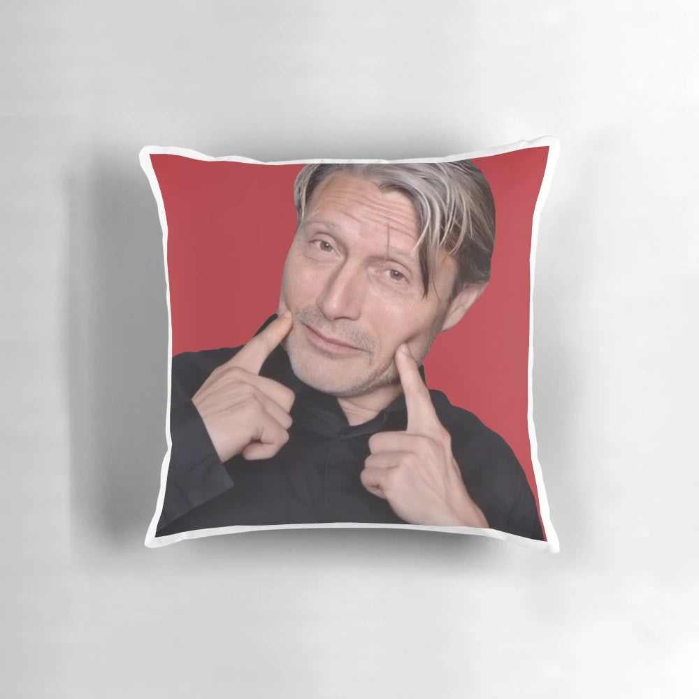 Mads Mikkelsen Themed Pillow with Hannibal TV Series Graphics