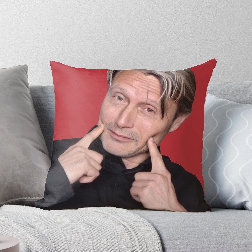 Mads Mikkelsen Themed Pillow with Hannibal TV Series Graphics