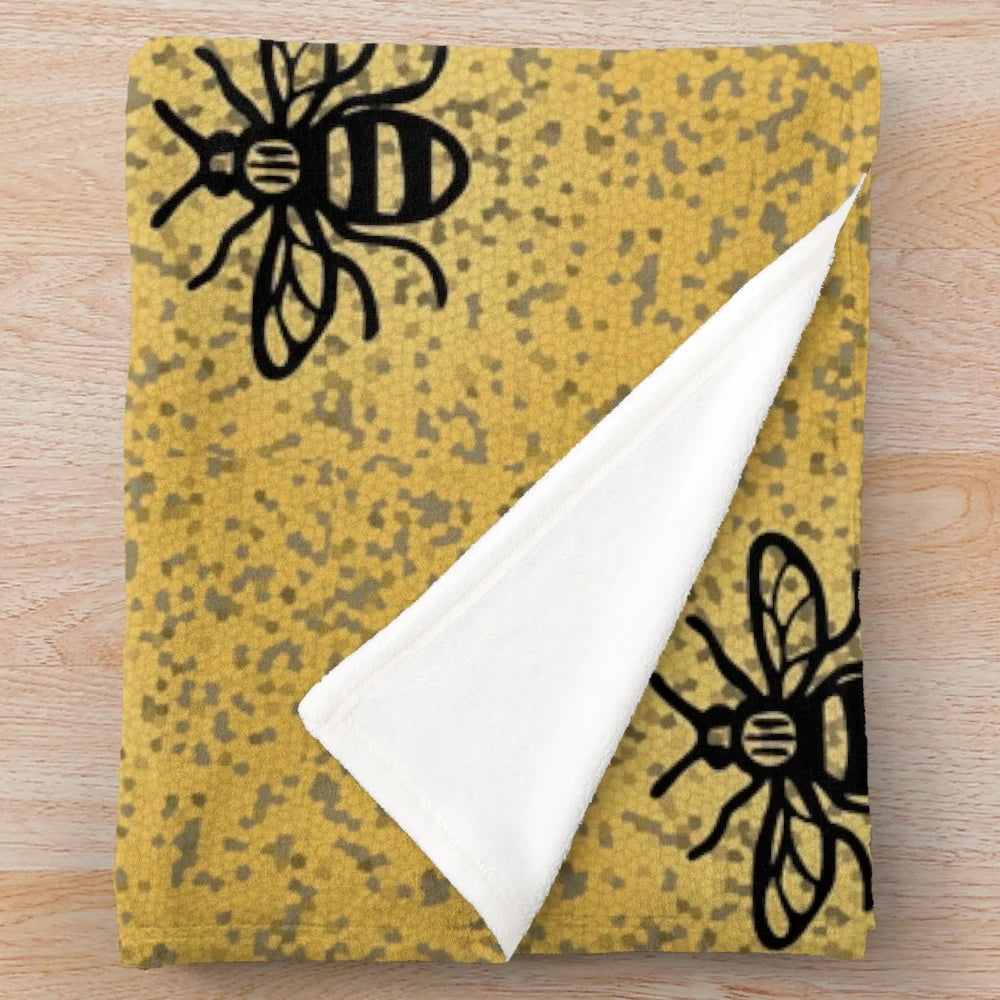 Manchester bee print plush blanket