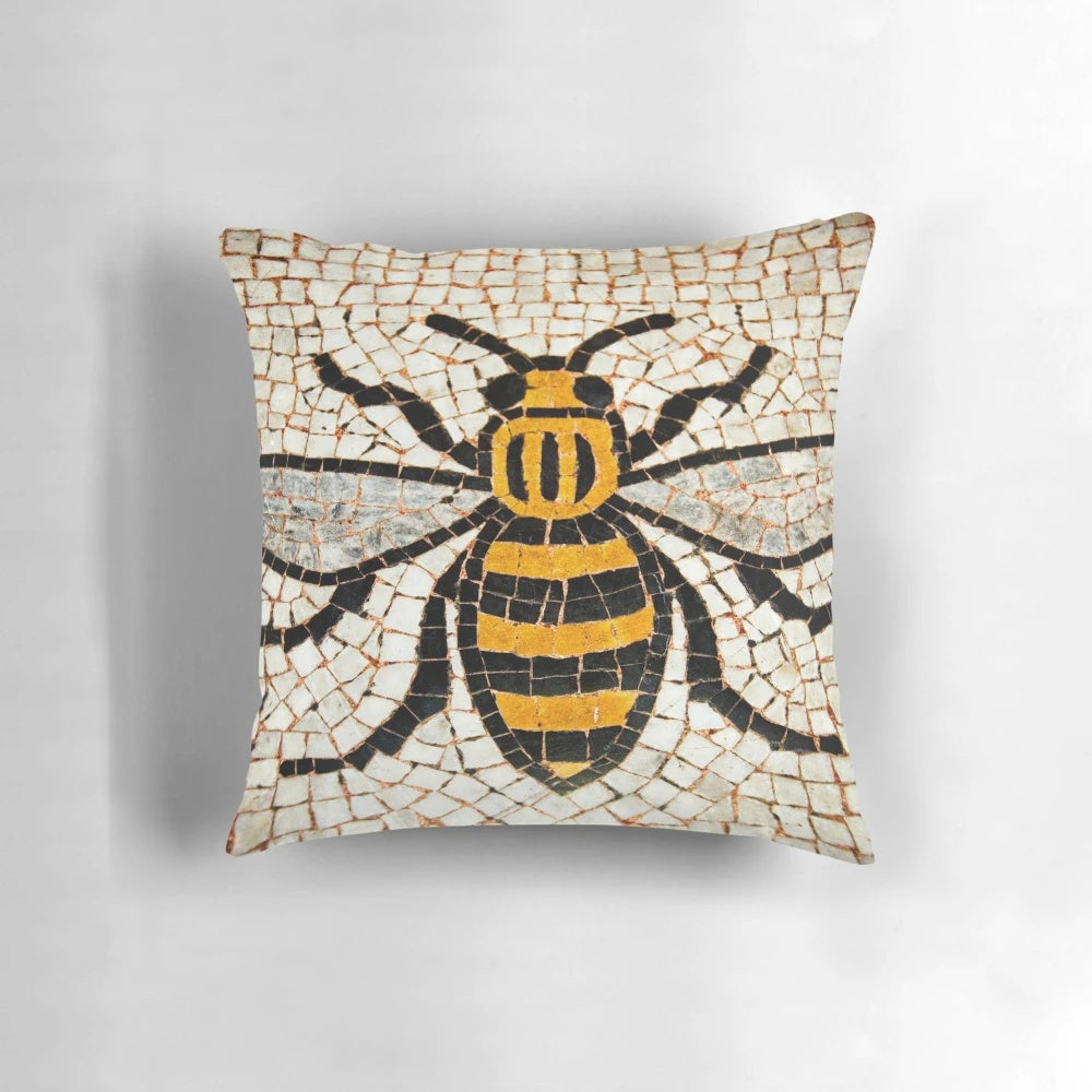 Manchester bee mosaic floor tiles decorative throw pillow