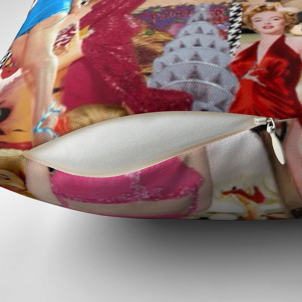 Closeup portrait of Marilyn Monroe on a decorative pillow