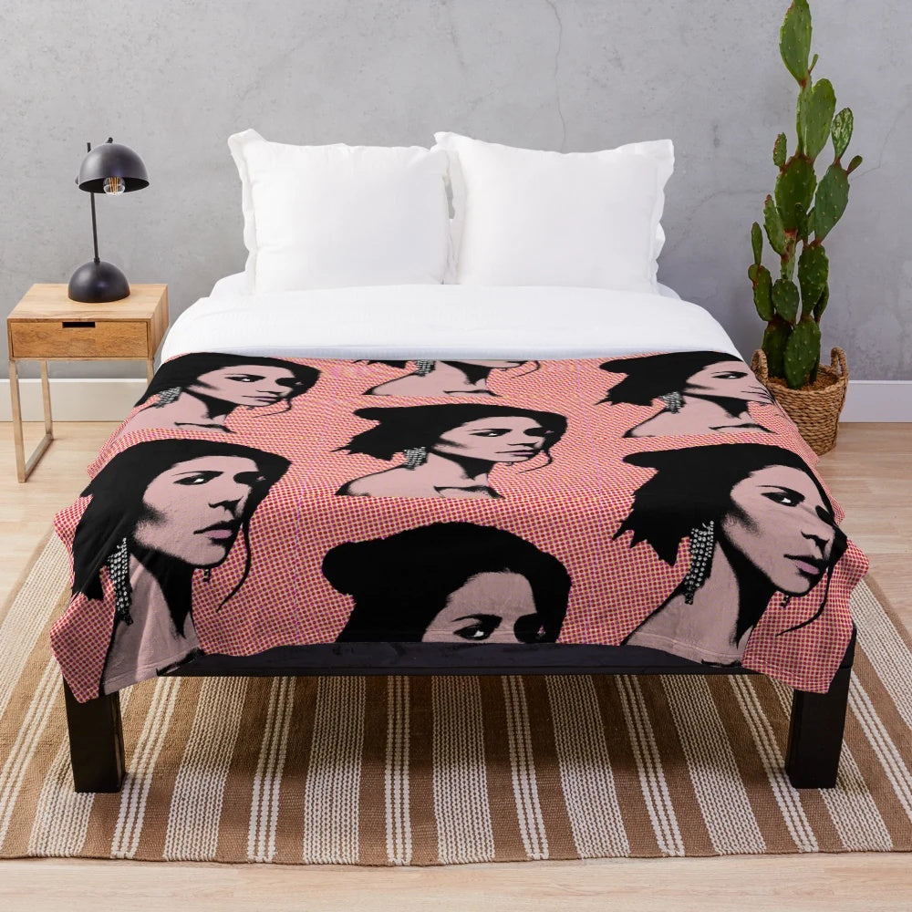 Marina pop art inspired plush blanket featuring colorful graphics