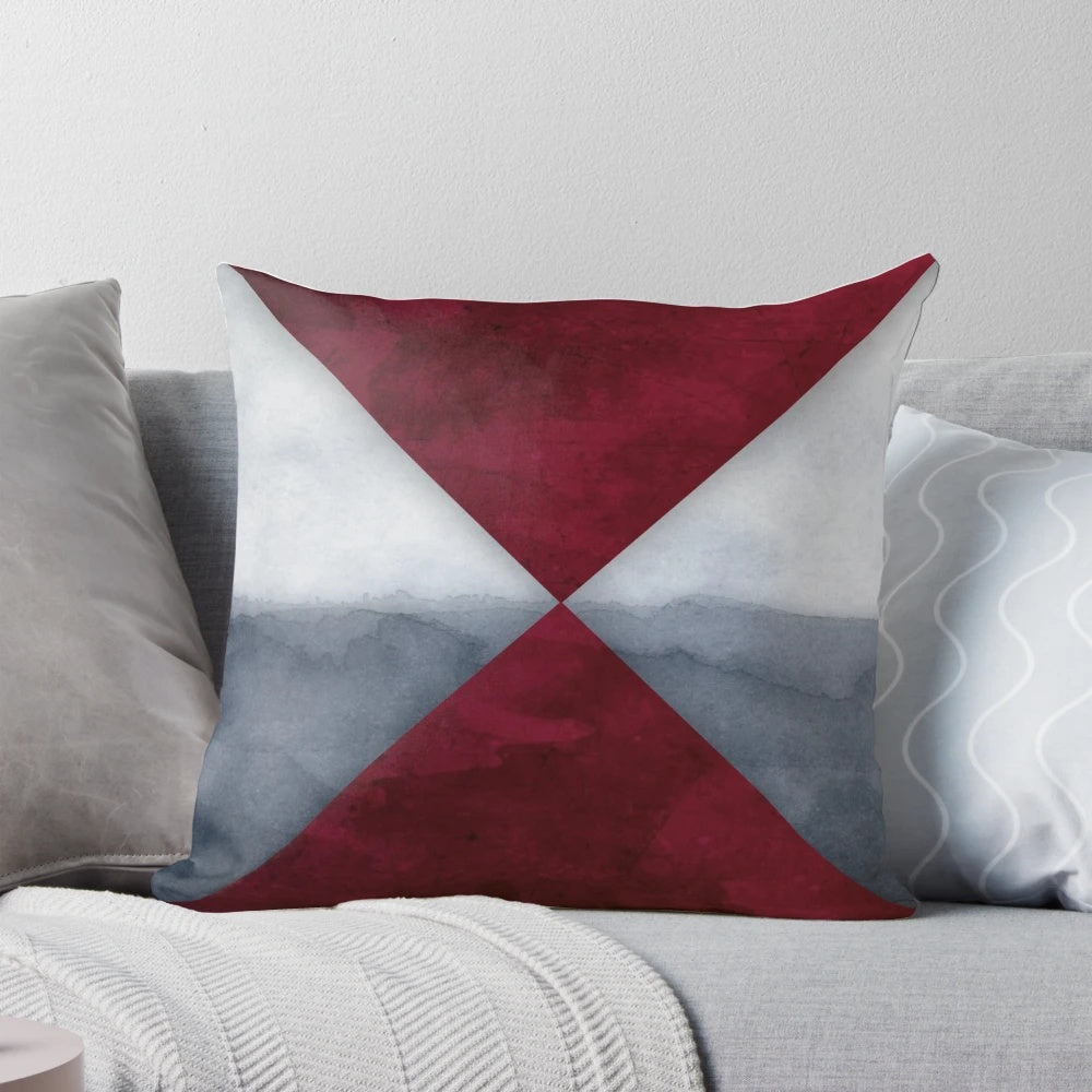 Maroon and grey decorative pillow for cozy home decor