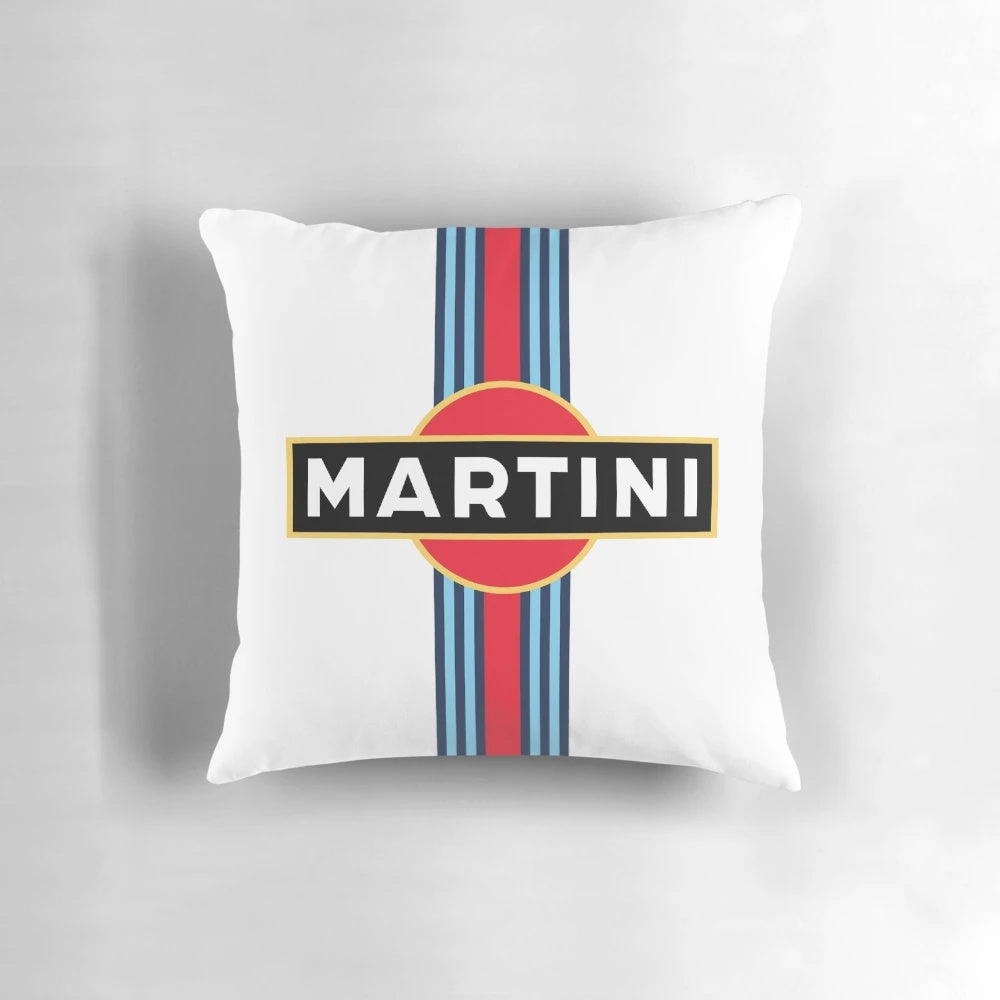 Martini-inspired racing stripe design pillow