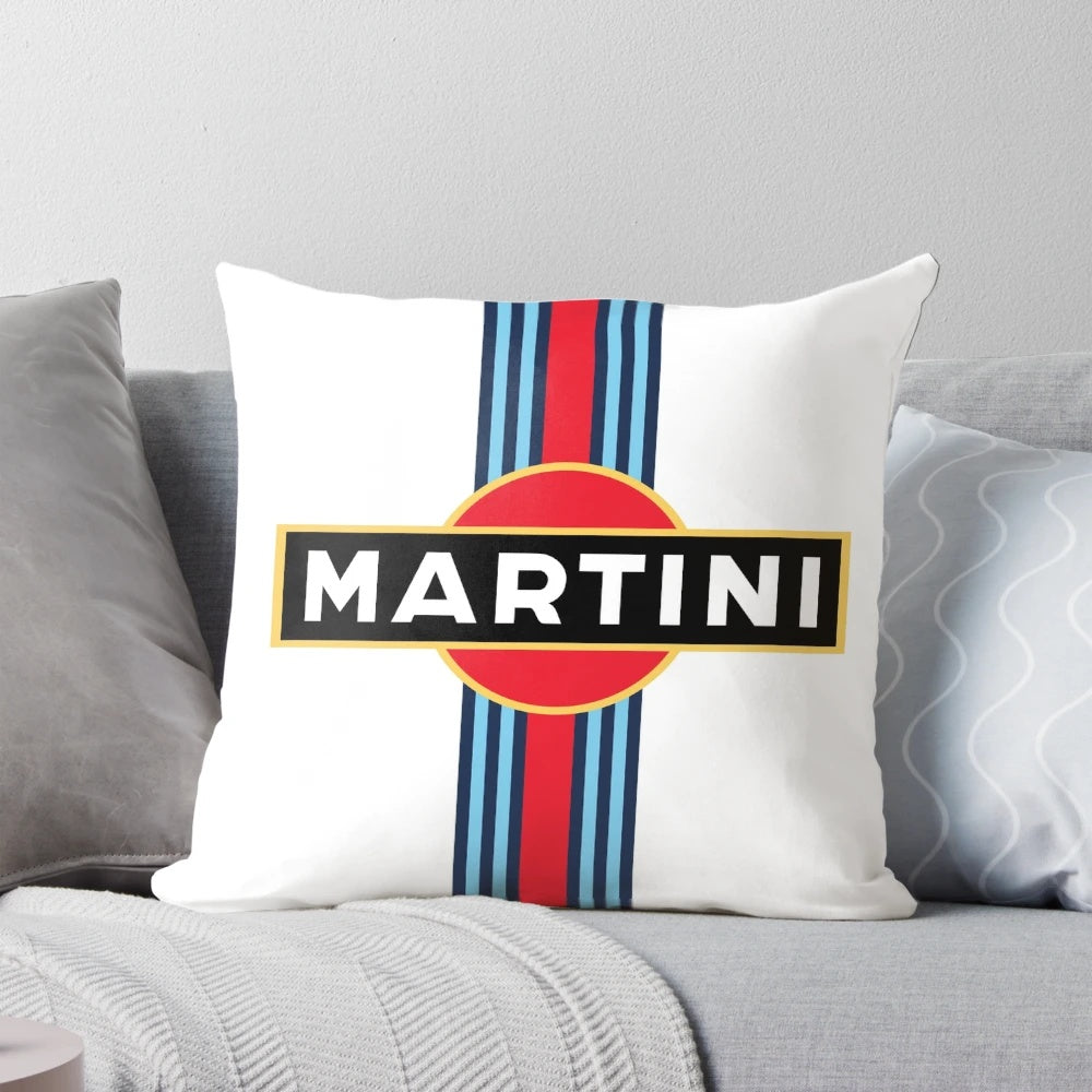 Martini-inspired racing stripe design pillow