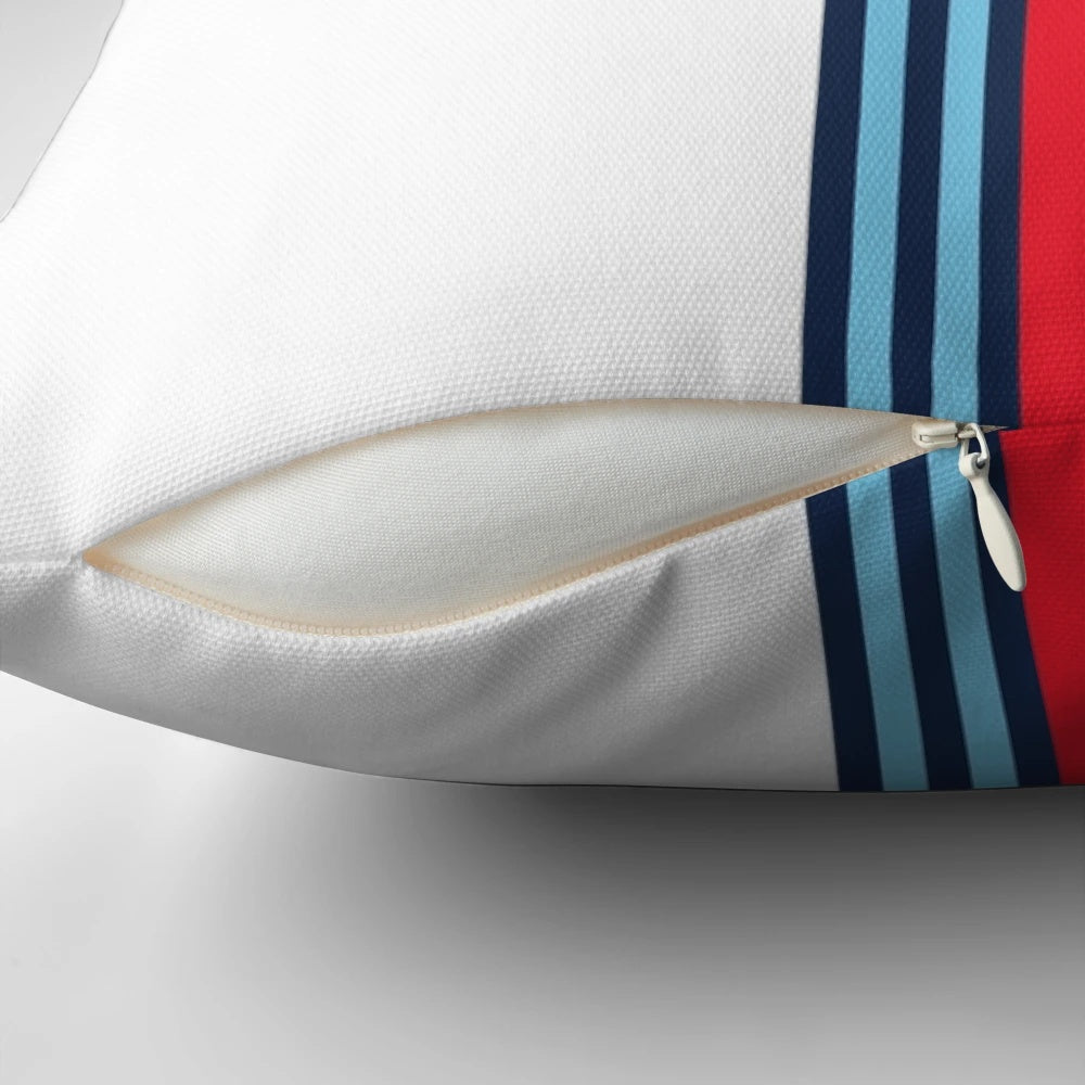 Martini-inspired racing stripe design pillow