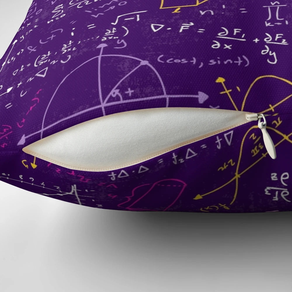 Stylish math-themed throw pillow with pi symbol and 'Math Lessons' text