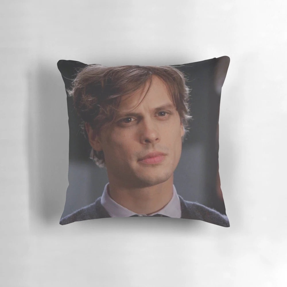 Soft, cozy pillow featuring a minimalist design inspired by Matthew Gray Gubler's distinctive aesthetic.