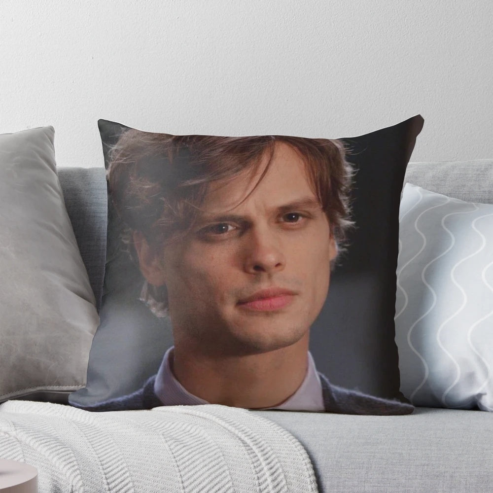 Soft, cozy pillow featuring a minimalist design inspired by Matthew Gray Gubler's distinctive aesthetic.