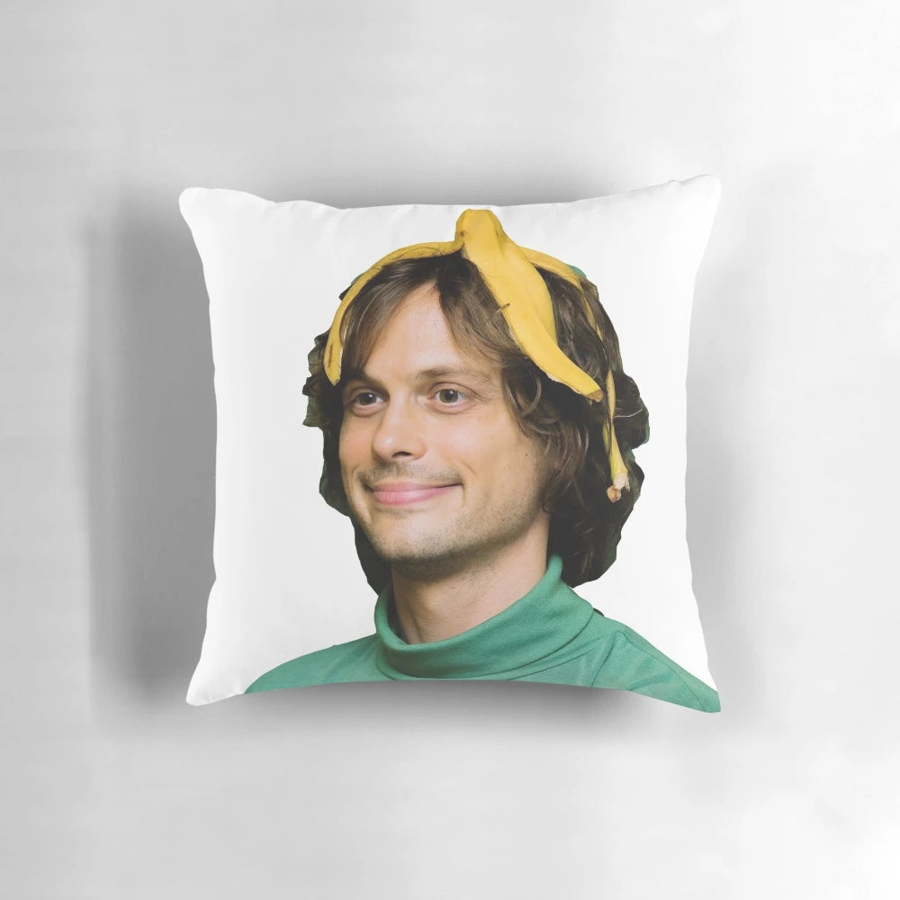 Soft, high-quality pillow featuring an image of actor Matthew Gray Gubler