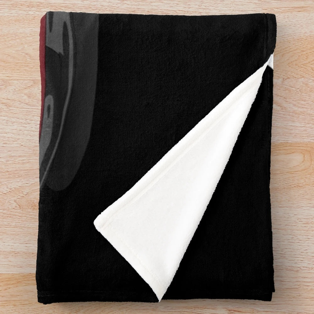 Red plush blanket featuring the iconic Mazda Miata MX-5 design