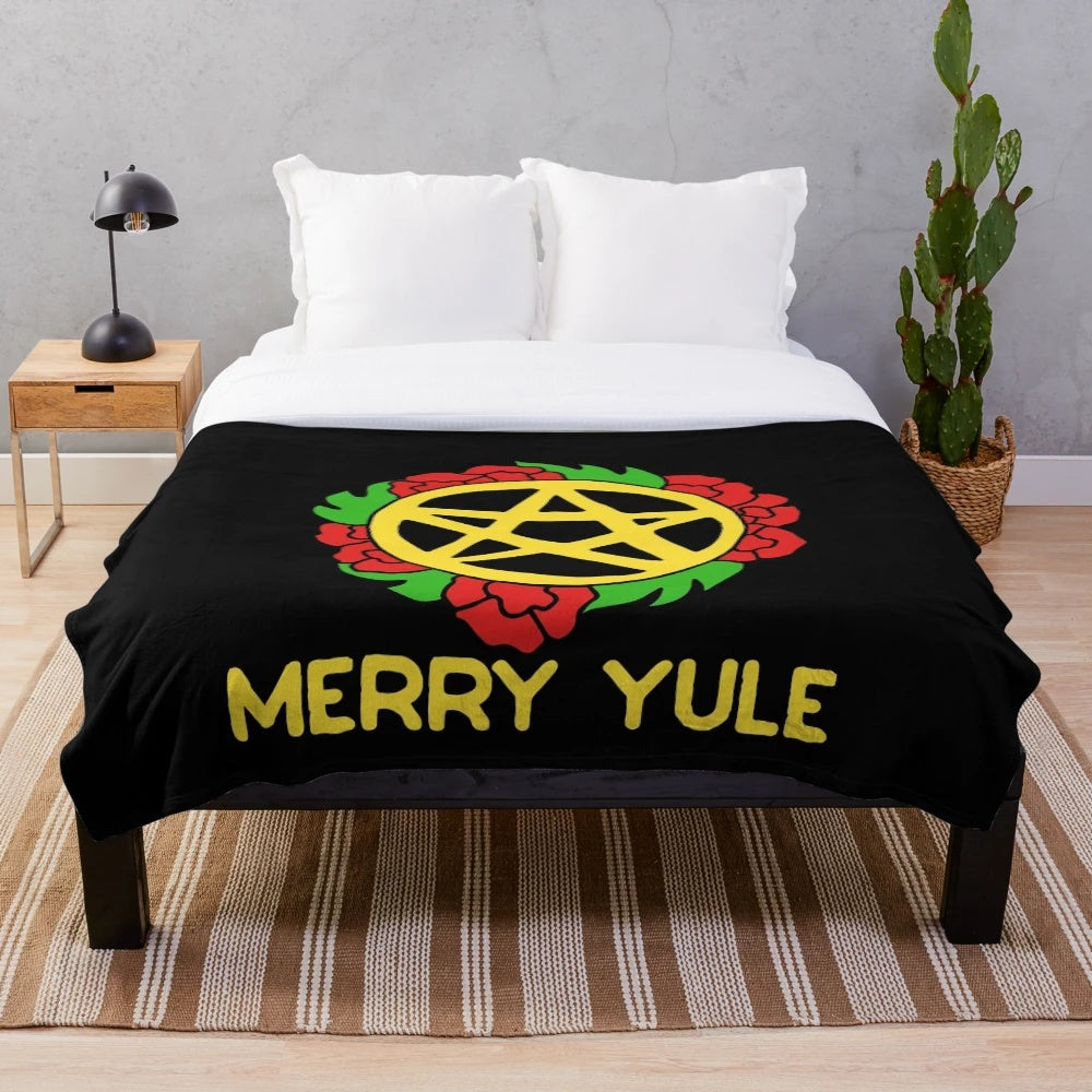 Merry Yule Plush Blanket with Pagan and Wiccan Designs