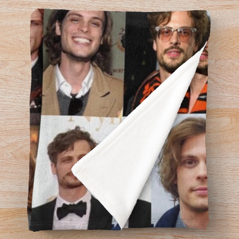 Matthew Gray Gubler Collage 3 Plush Blanket