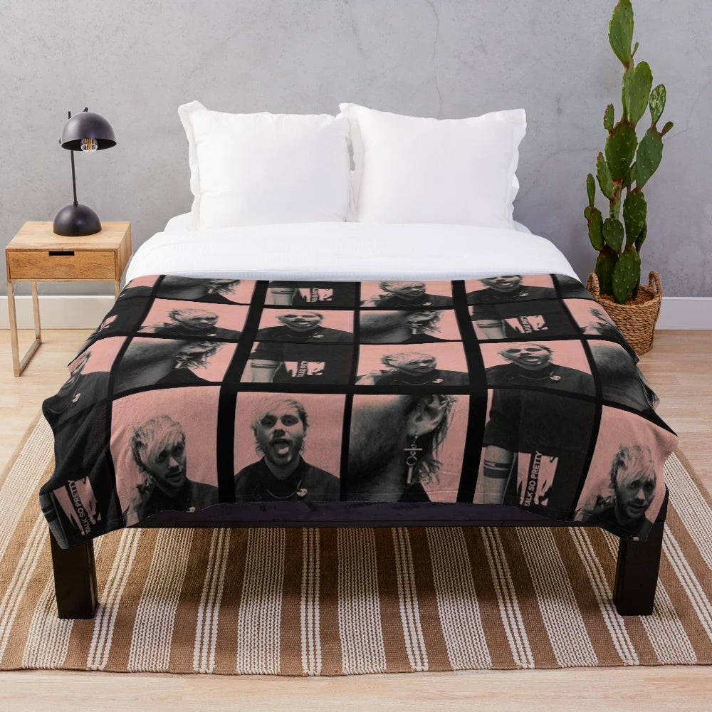 Michael Clifford inspired plush blanket with photo booth design