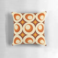 Mid-century modern crescent-shaped throw pillow with abstract pattern