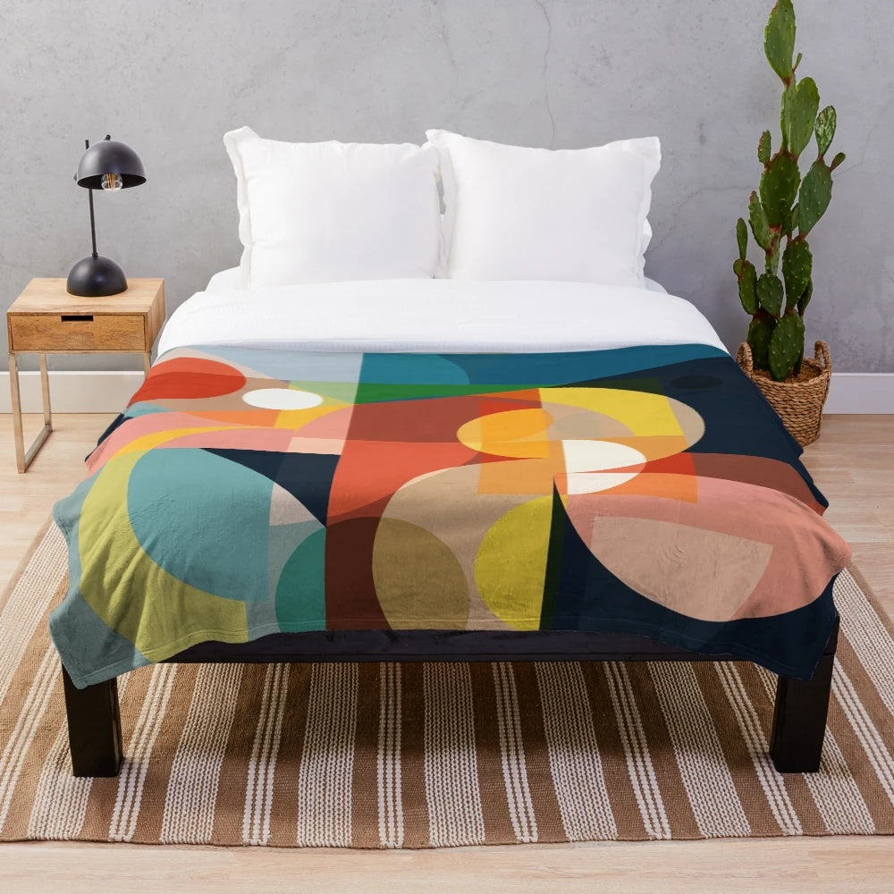 Mid century modern abstract design plush blanket