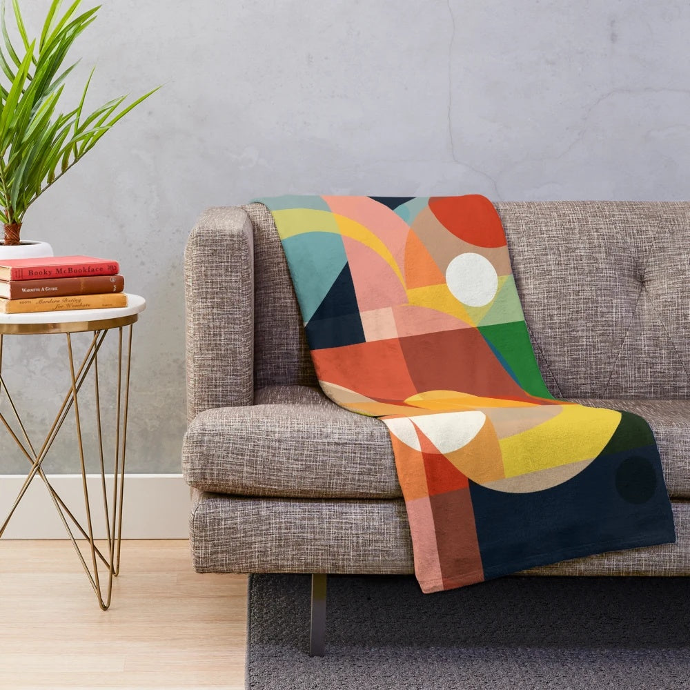 Mid century modern abstract design plush blanket
