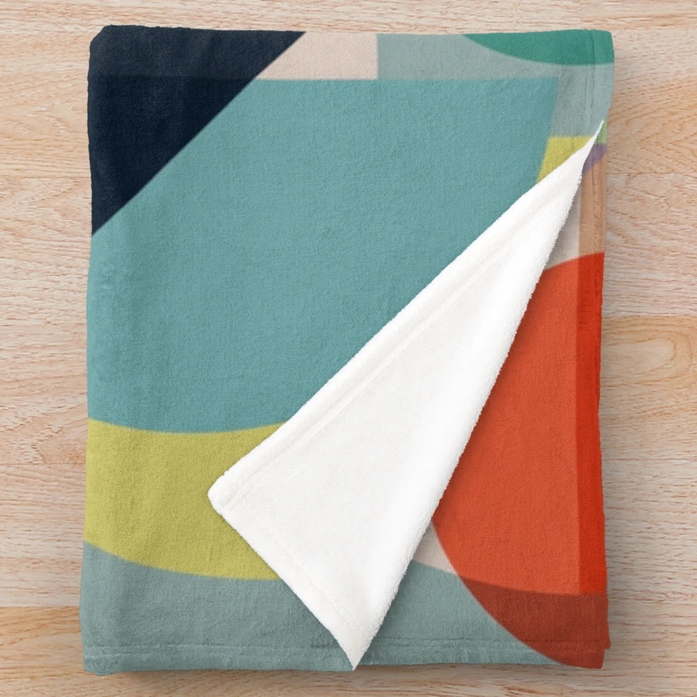 Mid century modern abstract design plush blanket