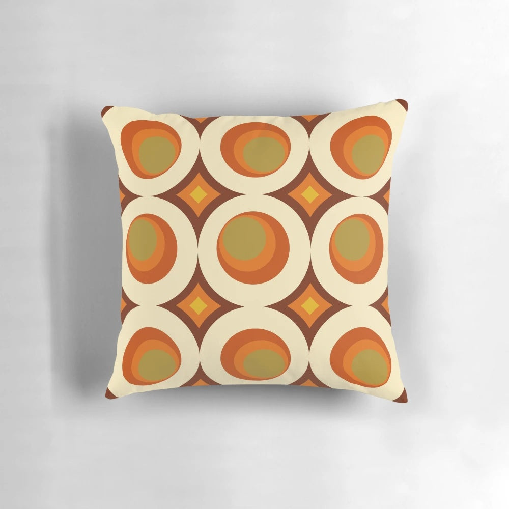 Mid-century modern 1970s style geometric pattern decorative throw pillow