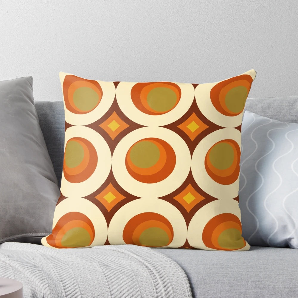 Mid-century modern 1970s style geometric pattern decorative throw pillow