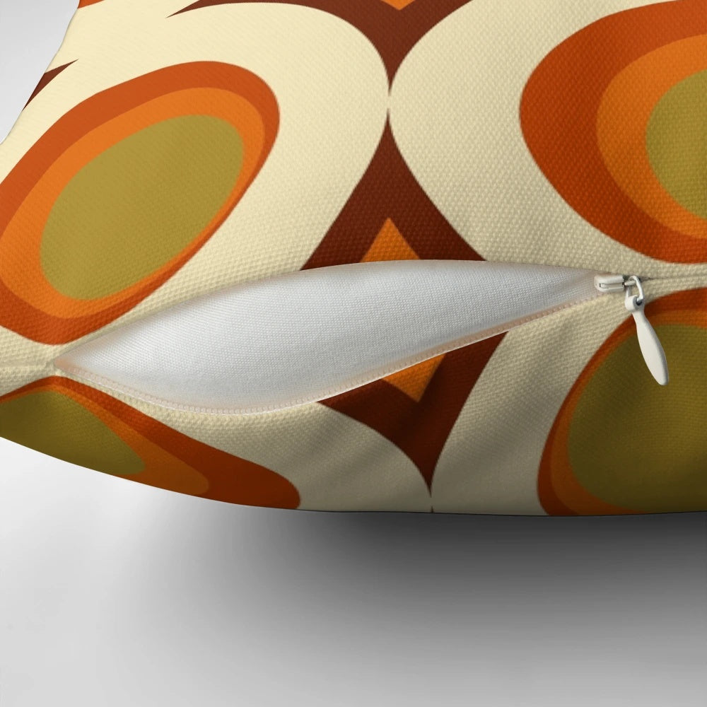 Mid-century modern 1970s style geometric pattern decorative throw pillow