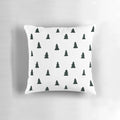A black and white modern minimalist Christmas tree pattern pillow.