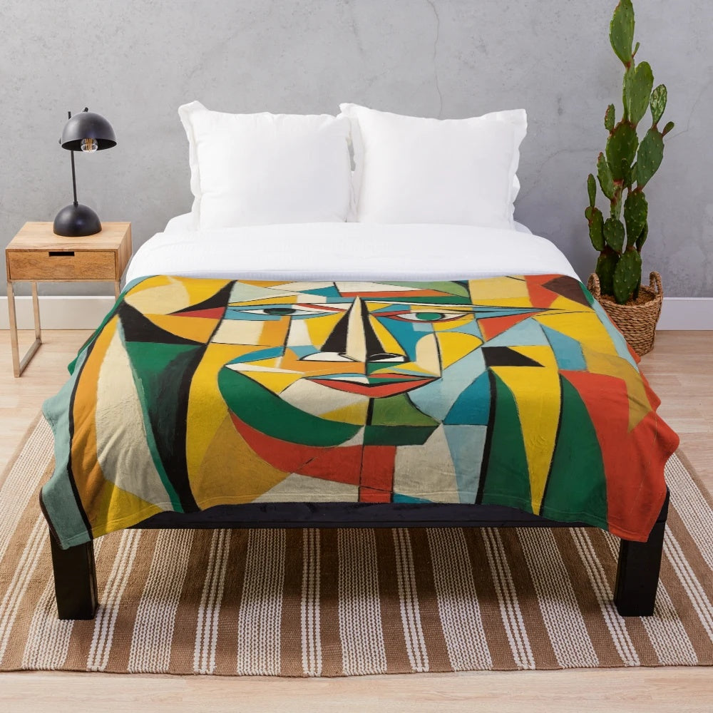 Cozy and soft modern plush blanket with abstract design for home decor