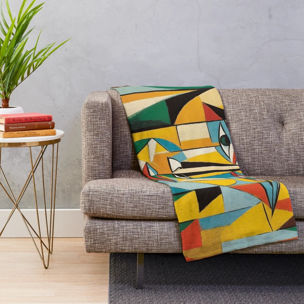Cozy and soft modern plush blanket with abstract design for home decor