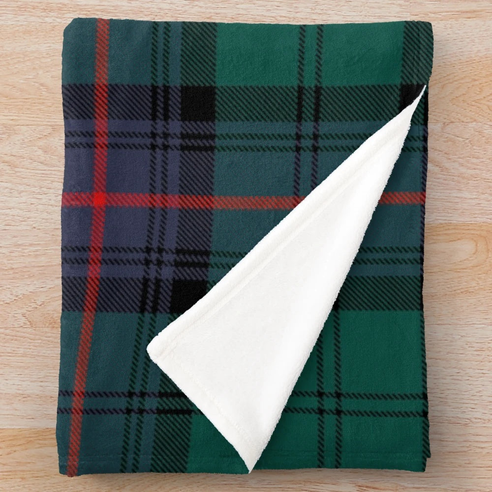 Modern tartan plush blanket with Scottish lion rampant design
