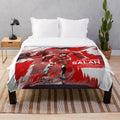 Mohamed Salah-inspired plush blanket with custom football player art design