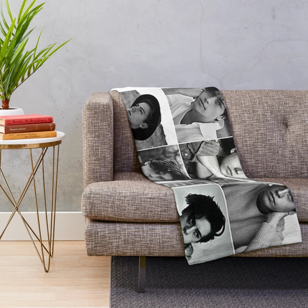 Cole Sprouse inspired black and white plush blanket