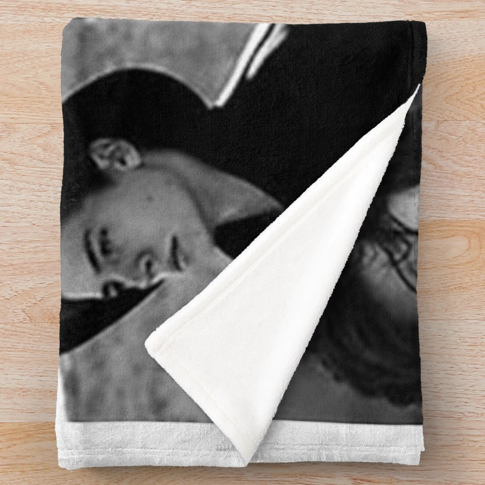Cole Sprouse inspired black and white plush blanket