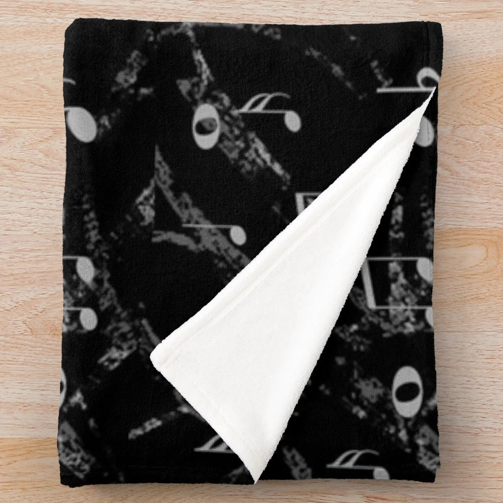 Monochrome music notes plush blanket