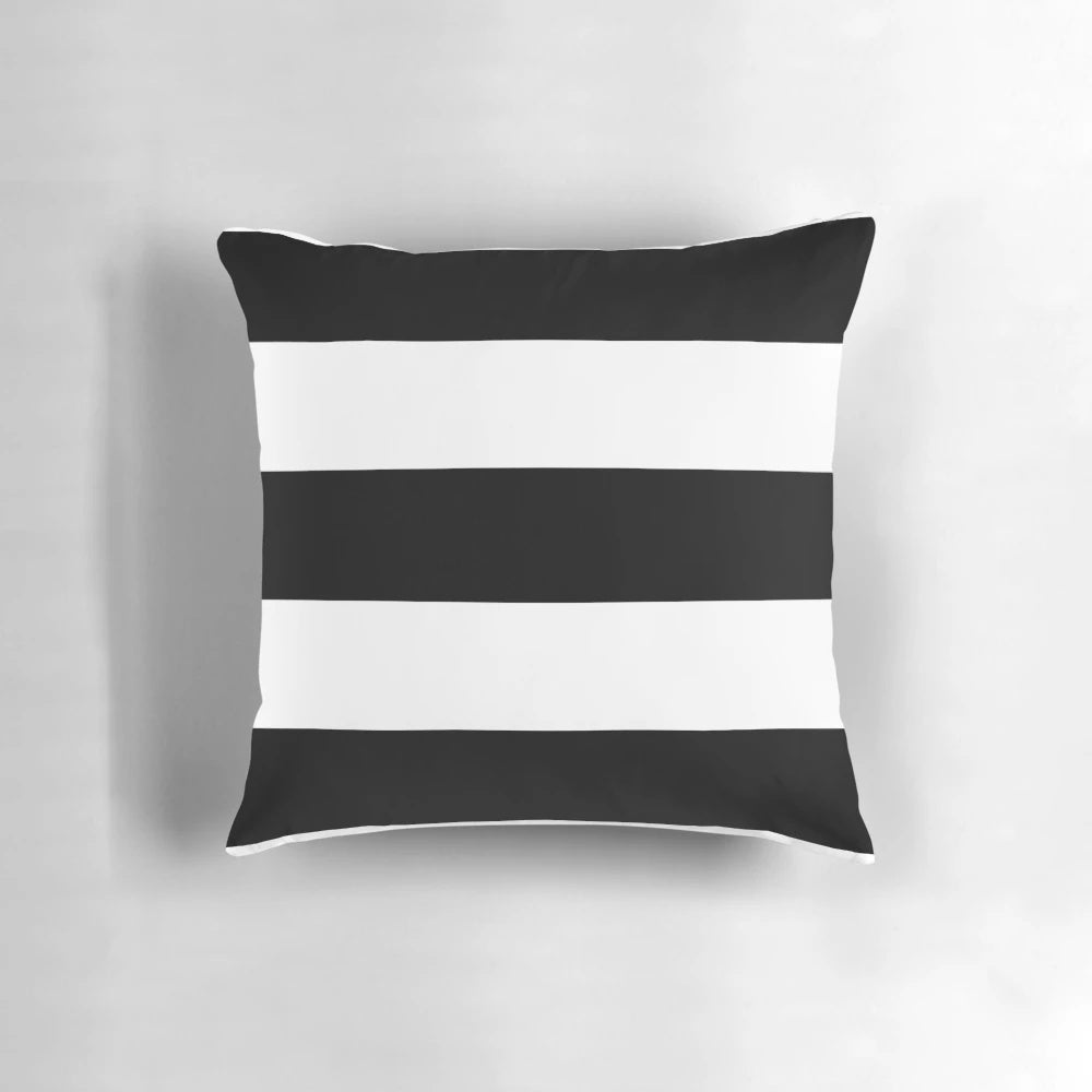 Black and white striped decorative pillow