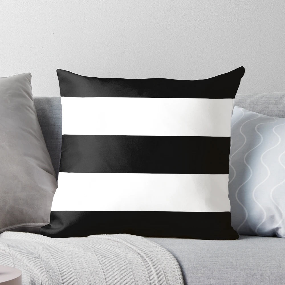 Black and white striped decorative pillow
