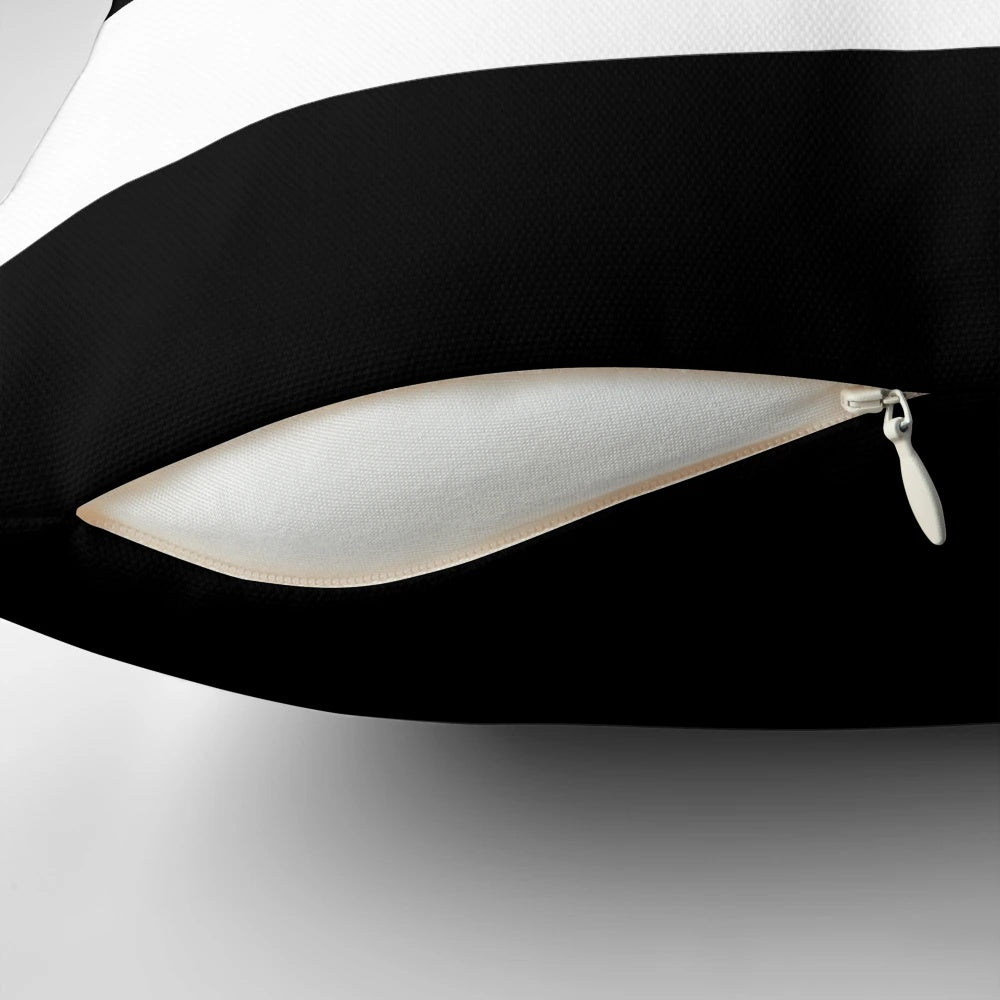 Black and white striped decorative pillow