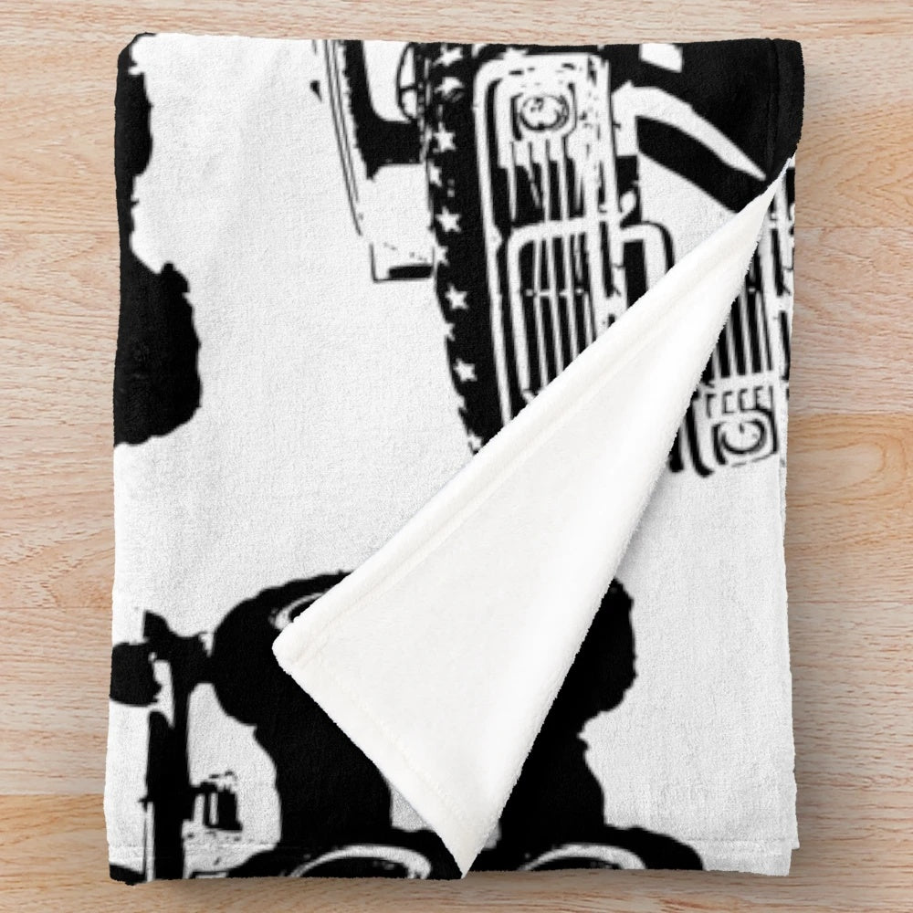 Monster truck pattern plush blanket
