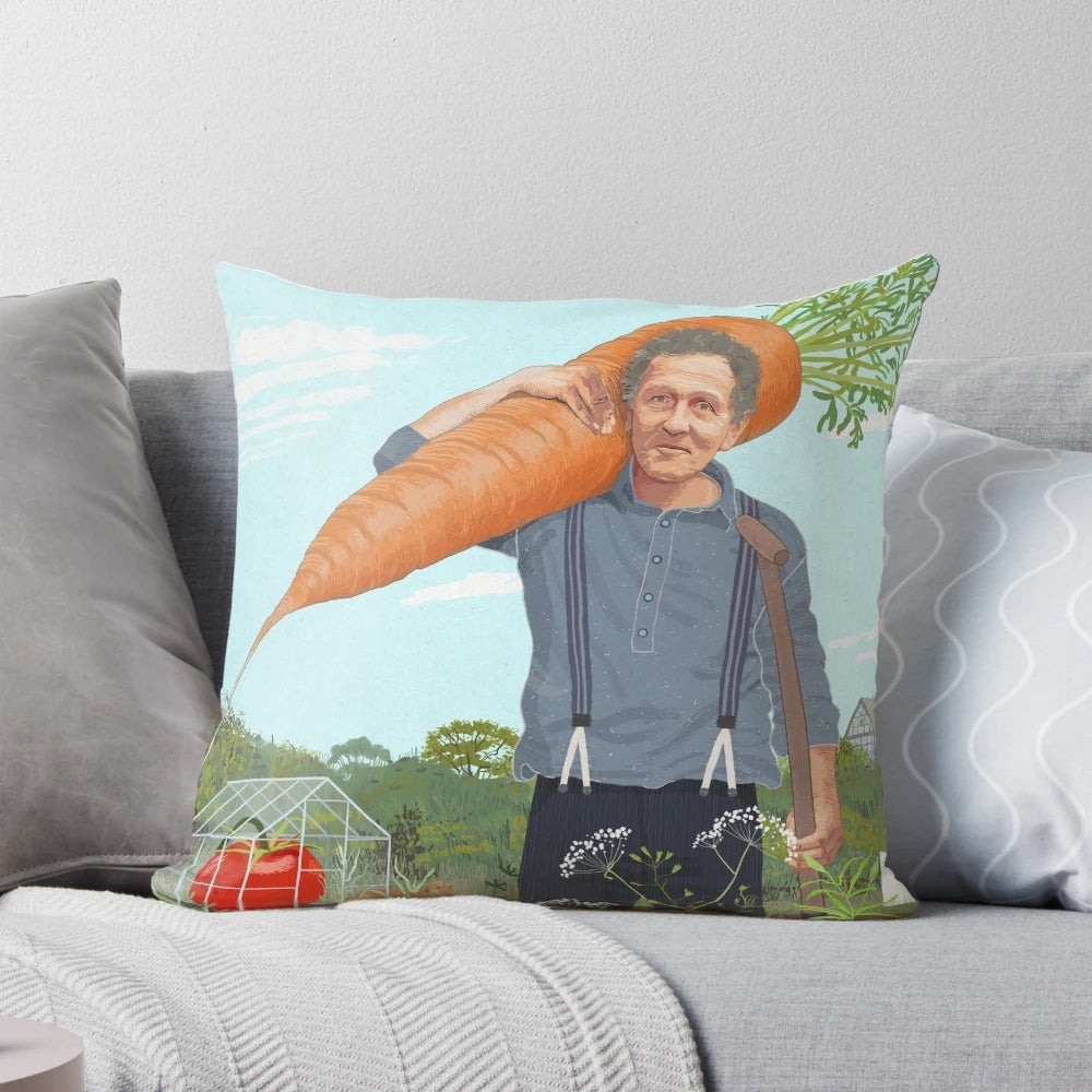 Monty Don-inspired decorative throw pillow with nature-inspired design