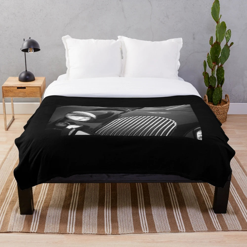 Morgan sports car inspired plush blanket