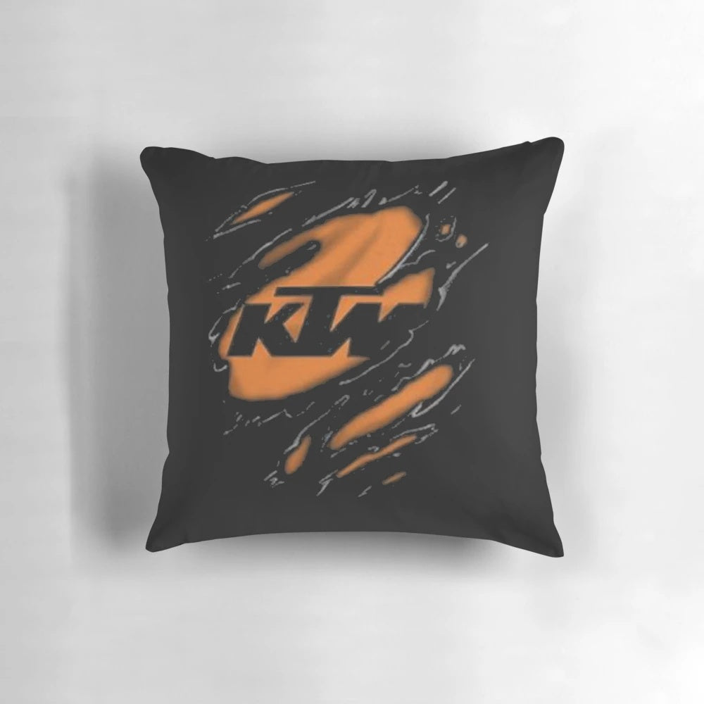 Vibrant motocross-themed pillow featuring a bold graphic design