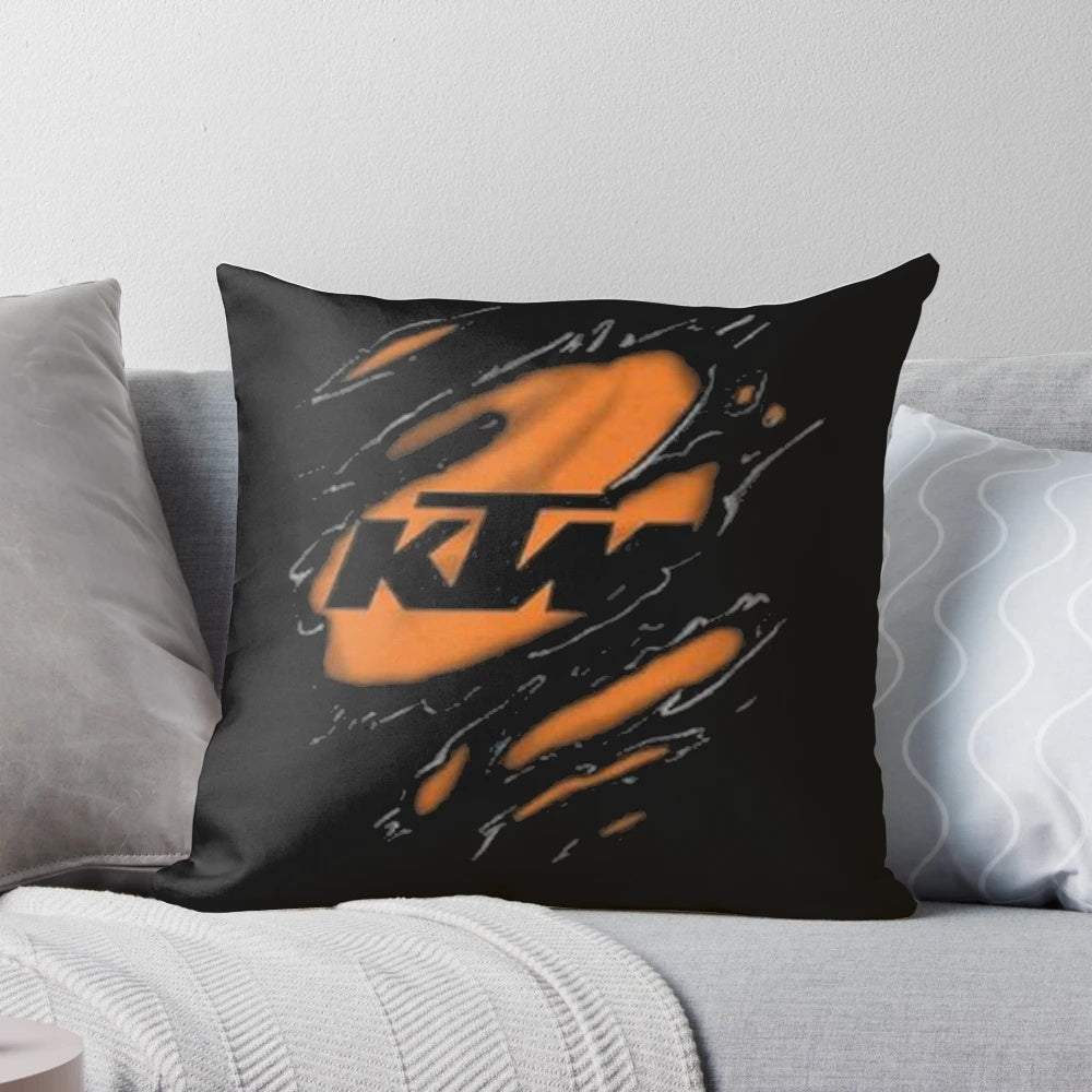 Vibrant motocross-themed pillow featuring a bold graphic design