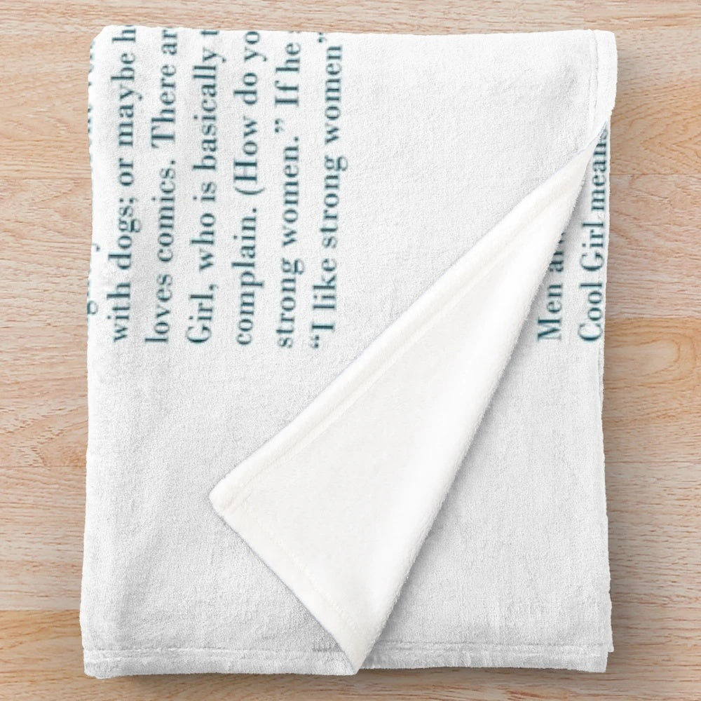 Stylish plush blanket featuring a feminist movie-themed design